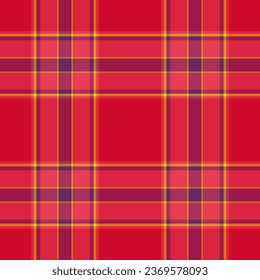 Pattern tartan fabric of texture vector plaid with a seamless check textile background in red and orange colors.