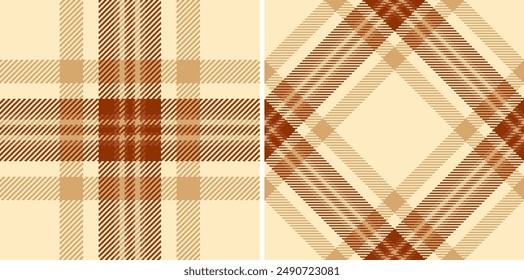 Patrón tartán a cuadros de Vector sin costuras de cuadros con una textura textil de tela de fondo. Decorado en colores café para alfombras modernas y salas de estar elegantes.