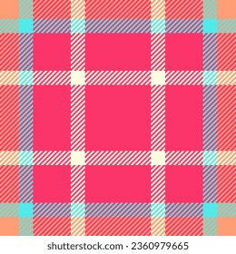 Pattern tartan plaid of vector fabric check with a textile texture seamless background in red and light salmon colors.