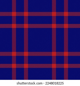Pattern tartan seamless. Background plaid textile. Check fabric texture vector in red and blue colors.