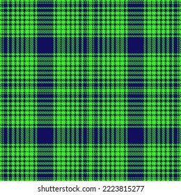 Muster-Tartan-Textilien. Texturgewebe plaid. Hintergrund-Vektorgrafik nahtlos in den Farben Grün und Blau.