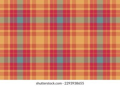 Patrón de tejido escocés. Enchapado de tela vectorial. La textura de fondo perfecta se comprueba con colores naranja y rojo.