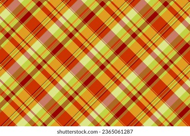 Pattern tartan texture of background check textile with a fabric vector seamless plaid in red and lime colors.