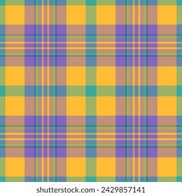 Muster Tartan Vektor aus kariertem Stoff Hintergrund mit einer textilen nahtlosen Texturprüfung in orange und cyan Farben.