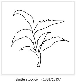 Pattern of tea branch. Illustration on color and white background.