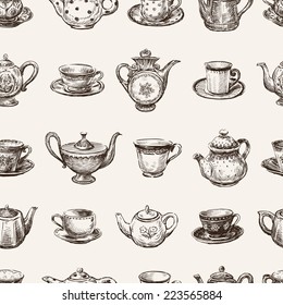 pattern of the teacups and teapots