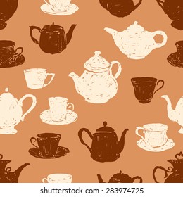 pattern of the teacups and the teapots - Shutterstock ID 283974725