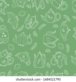 Pattern of teapots for brewing. Vector illustration