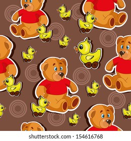 pattern with teddy bear and duck