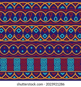 Pattern template. Full color pattern with ethnic ornaments.