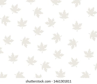 Pattern or template white paper in small gray maple leaves, vector illustration