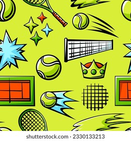 Pattern with tennis items. Sport club illustration.