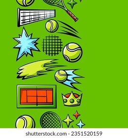 Pattern with tennis items. Sport club illustration.