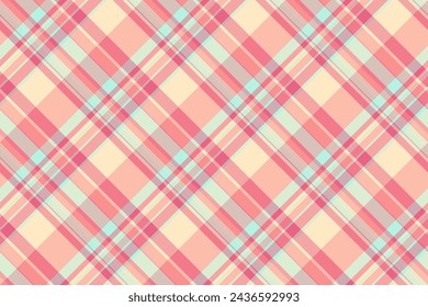 Pattern textile background of vector seamless check with a plaid fabric texture tartan in red and light colors.