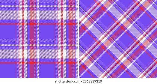 Pattern textile check of plaid tartan vector with a seamless texture fabric background set in novelty colors.