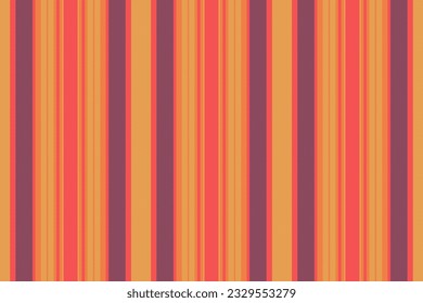 Patrón textil sin costuras de fondo de rayas vertical con una tela de líneas vectoriales en colores rojo y amarillo.