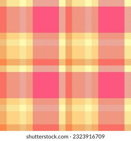 Pattern textile tartan of seamless background texture with a fabric check plaid vector in red and amber colors.