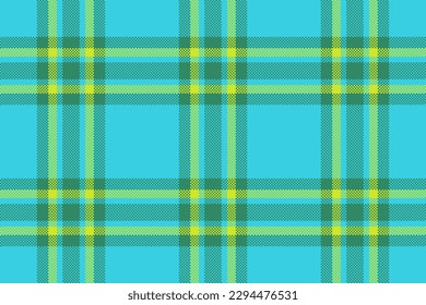 Pattern textile vector. Check seamless plaid. Tartan fabric background texture in lime and cyan colors.