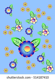 pattern for textile. Vignette with floral motifs