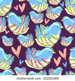 pattern textiles, fashion print. seamless, bird cartoon. vector illustration seamless