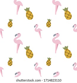 pattern for textiles made of flamingos and pineapples