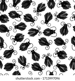 Pattern for textiles or paper from an abstract illustration of beetles
