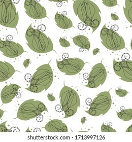 Pattern for textiles or paper from an abstract illustration of beetles