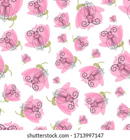 Pattern for textiles or paper from an abstract illustration of beetles