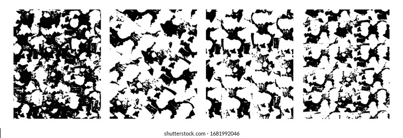 Pattern texture, abstract background, black ground set. Vector Urban texture template. Vintage Effect With Noise And Grain. Paint template texture set. Vector illustration