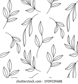 pattern texture with botanical line elements. Vector design. Spring and summer concept. Minimalism graphic drawing. 