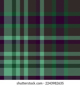 Pattern texture check. Fabric textile plaid. Tartan vector seamless background in green and dark colors.