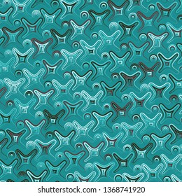 Pattern, texture. Colored abstract blots and elements of a circular shape, located on a blue background.