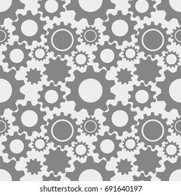 Pattern. Texture of gears in grays. Mechanical, vector drawings gears.