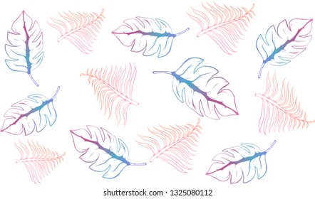 Pattern texture of palm leaves with bright pink, purple and pink color