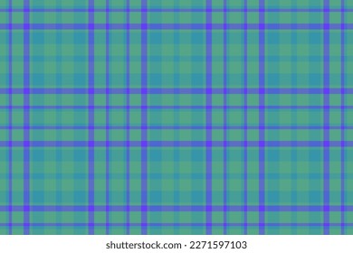 Pattern texture plaid. Background vector check. Fabric seamless tartan textile in indigo and turquoise colors.