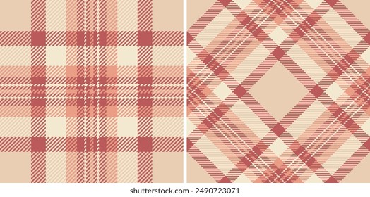 Pattern texture plaid of fabric vector background with a check seamless textile tartan. Set in coffee colours. Geometric design patterns.