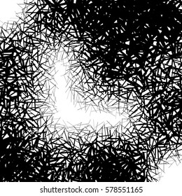 Pattern / texture with random rotating lines. Abstract black and white illustration (vector)