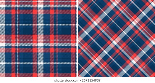 Patrón textura sin costuras de tela de Vector de tartán con un fondo de cuadros textiles a cuadros. Set en colores de invierno. Moda casual para hombre para el estilo diario.