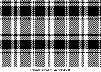 Pattern texture seamless of textile tartan fabric with a vector background check plaid in white and black colors.