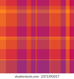 Pattern texture textile of check tartan vector with a seamless background fabric plaid in red and pink colors.