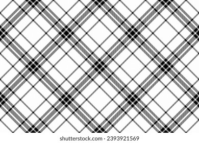 Pattern texture textile of fabric tartan seamless with a background plaid vector check in white and black colors.