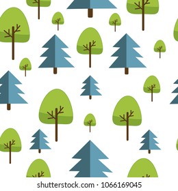 Pattern texture with tree on white background nature style design vector illustration