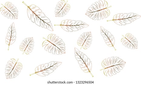 Pattern texture of tropical palm leaves in yellow and brown tones