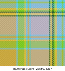 Pattern texture vector of background check tartan with a plaid textile seamless fabric in yellow and cyan colors.