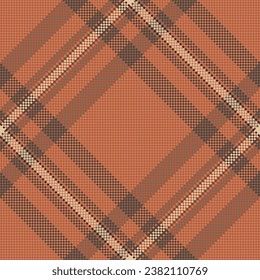 Pattern texture vector of textile check background with a tartan fabric plaid seamless in orange and pastel colors.