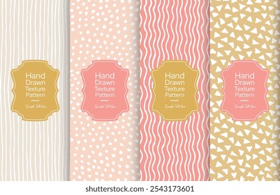 Modelo de cor de ouro rosa branco de textura de padrão para embalagem, capas ou desenhos de envoltório de presente imprimem ilustração de design pronta com quadros elegantes, de etiqueta encaracolada