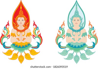 Muster von Thai Engel zwei Farben Stil