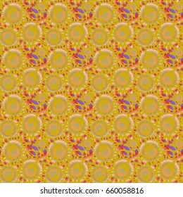 Pattern thai silk style vector design for printing, fabric or textile. Line thai seamless pattern in pink, beige and yellow colors. Traditional Thailand background and texture with grid.