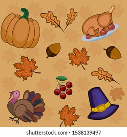 Pattern thanksgiving day autumn, background, pumpkin in vector EPS 10