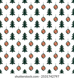 A pattern that shows gifts, ornaments and many more Christmassy elements.